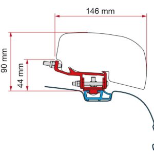 Fiamma VW T6 Transporter Multirail Brackets for F40 Awning Deep Black