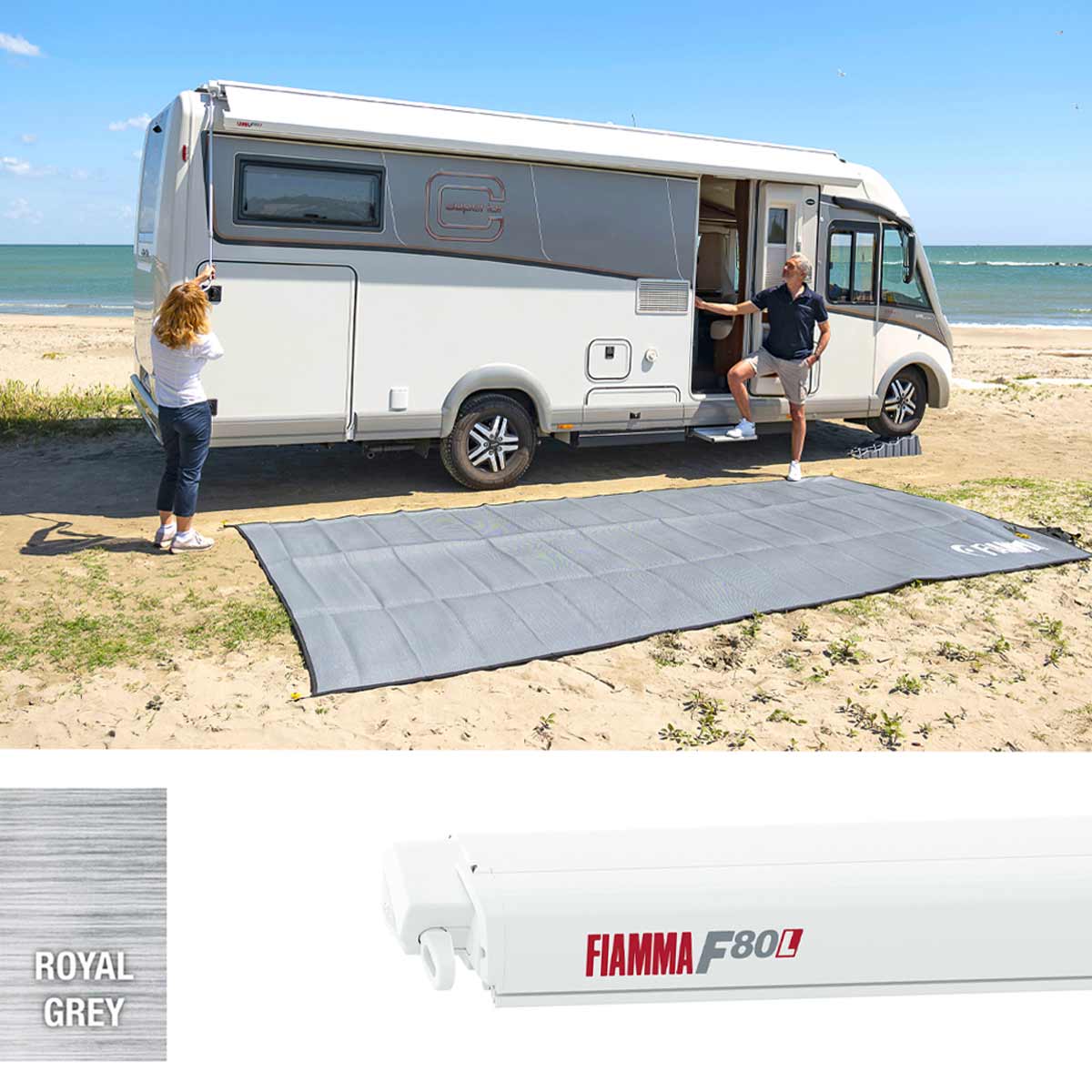 Fiamma F80L 500 Awning Polar White - Royal Grey (07840H03R)