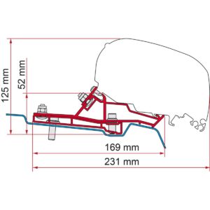 Fiamma F80s Bracket Kit for Ford Transit H2-L2 Vehicles (98655Z166)